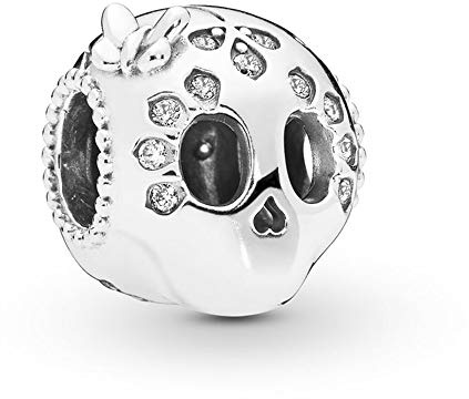 FGT Skull Charm fits Pandora Moments Bracelets Flower Butterfly Dia de Coco Mexico Muertos Sterling Silver Family Birthday