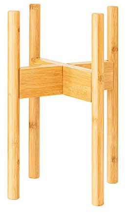 Rubberneck Bamboo Plant Stand - Adjustable to Fit 22-30 cm Pots Holder Flower Support for Indoor and Outdoor, Beige