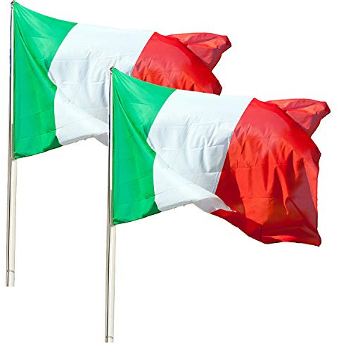 Klikil Italienische Flagge aus nautischem winddichtem Polyester -2 pcs -Flaggen Fahnen Fanartikel 90 x 150 cm Flagge von Italien mit Metall-Ösen