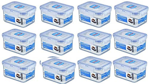 Lock & Lock 12er Set HPL807 Multifunktionsbox 470ml, Frischhaltebox, Vorratsdose + Gratis 4er Set Edelstahl Trinkhalme - Vorteilsset von EKM Living