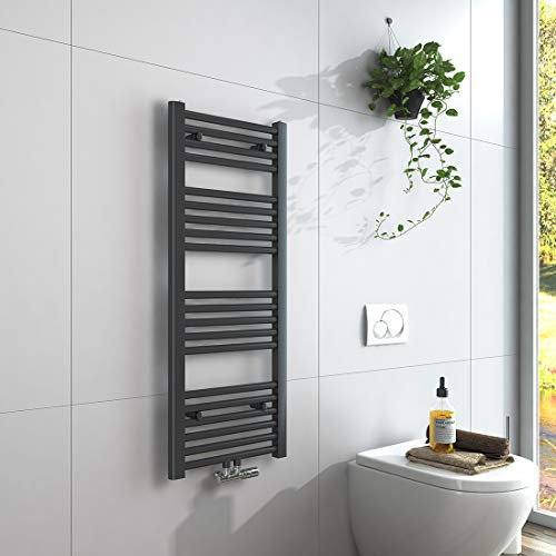 EMKE Handtuchheizkörper 1000x400 mm, Badheizkörper Handtuchhalter Mittelanschluss Handtuchwärmer Handtuchtrockner Heizkörper Bad Handtuchheizung Anthrazit 356W