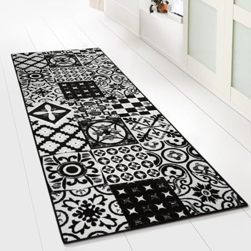Floordirekt Teppichläufer Sligo | Feinschlingen Teppich mit Muster | Läufer für Küche, Flur & Wohnraum | Modernes Design (80 x 400 cm)