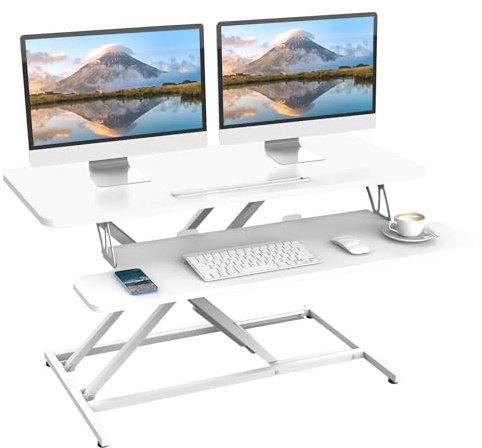 ERGOMAKER Schreibtischaufsatz Höhenverstellbar 91 x 40 cm für Dual-Monitor