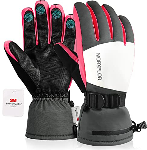 MORXPLOR Ski Snow Gloves for Men Women,3M Thinsulate Insulated Warm Winter Snowboard Windproof Winter Touchscreen Snowmobile Gloves for Cold Weather