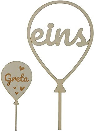 Goodtimes Cake Topper Ballon Herz Set eins und individueller Name Holz
