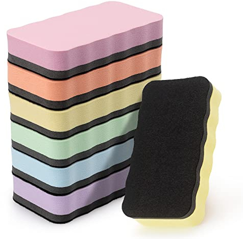 Tamaki Magnetic Whiteboard Eraser, Dry Eraser Erasers, Dry Erasers for Kids Classroom, 6 Colors (6 Pack, Pastel Wavy)