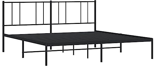 vidaXL Bettgestell mit Kopfteil Metall Schwarz 180x200 cm