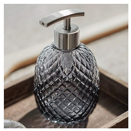 YOFAB Botella de jabón de Manos de Vidrio Azul Oscuro, detergente para Lavar Platos, Prensa líquida, Botella vacía, loción, Botella de Prensa, baño, Cocina