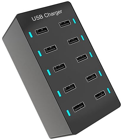 MARKELL 1 PCS 50W USB Multiport Charger Fast Charge Charger Hub 10 Port Fast Charge Charger Charge Desktop Dock Charger Noir (EU)