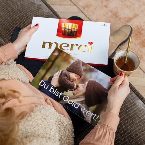Merci personalisierte Schokolade Geschenkbox - Passen Sie Ihre Feinheiten Auswahl Schokoladenmischung von Merci Schokolade, das perfekte Geschenk für Frauen, Geschenk für Männer (400 Gramm)