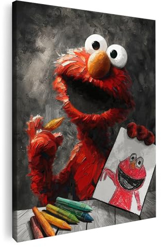Artmazing | Bunt Modern Elmo Wandbild XXL | Coole S-Art Deko für Wohnzimmer
