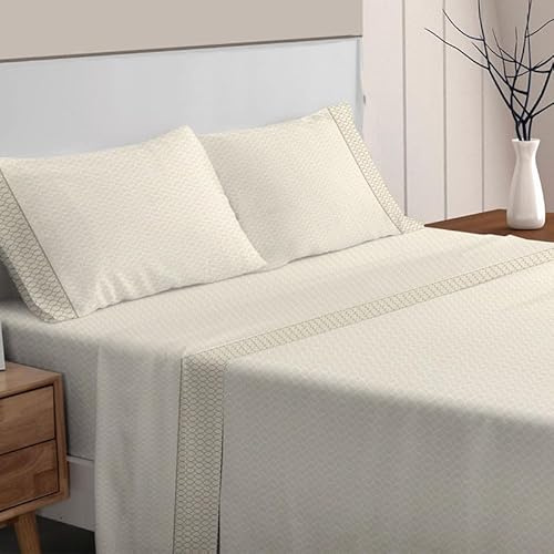 Rufino Díaz Juego Sábanas Franela Invierno Eva (Beige - 180 cm (con Dos almohadones)) - Taco Extra Suave para Adultos e Infantil - Sensación acogedora y de Confort