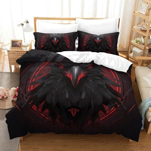 Lorolivier Eagle Set Di Biancheria Da Letto Stampato in 3D Con Federa, Fodera Per Piumino Da Con Chiusura A Cerniera, Microfibra Morbida Adatto A Bambini Adulti Double（200x200cm）