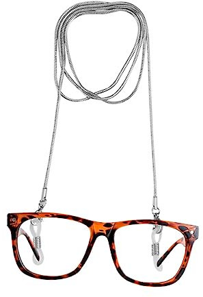 GALPADA Schlangenkette Aus Edelstahl Ca Lang Brillenkette Für Sonnenbrillen Mit Verstellbaren Silbergummisenden Und Metallspiralen Schlicht Und Modisch
