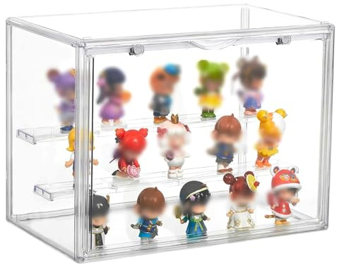 Pizsieat Display Case Vitrine Acryl Klein Transparenter Schaukasten Acryl Display Box Für Action Figuren Spielzeug, MiniFiguren, Sammelfiguren, Selbstmontage mit 2 Schicht(27*21*18cm)