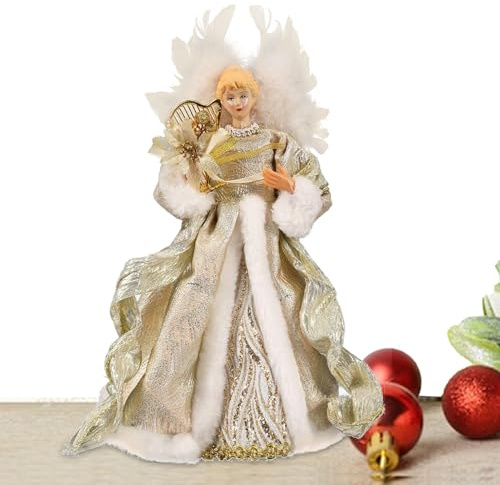 Weihnachtsengel-Baumspitze, Engel Christbaumspitze, Figur Weihnachtsbaumschmuck Spitze, Engel Weihnachtsbaumspitze Dekorationen, Weißer Engel Baumspitze, Wunderland (Silber)