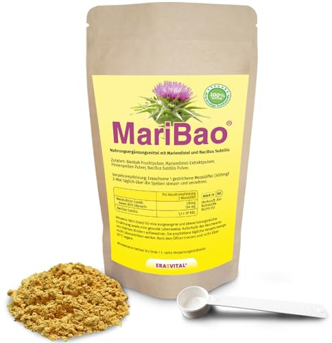 Leber Kur 250 g Pulver - Mariendistel Extrakt mit Bacillus Subtilis und weiteren pflanzlichen Helfern in widerverschließbaren Standbeutel, aus recycelbarem Material, ohne Aluminium (250 g)