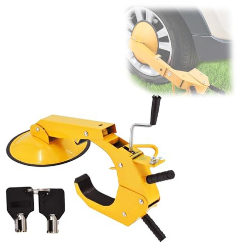 WUDLEP Wheel Lock, Wheel Anti Theft Wheel Clamp, Heavy Duty Car Van Safety Lock for Cars, Trucks, SUVs, Campers (1)