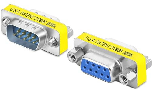 TECHZOCO Adaptador RS232 DB9 Hembra a Macho, Acoplador DB9, Adaptador de Cambiador de Género RS-232 - RS-485 - TTL - DB9, Conector Serie Hembra a Macho, RS232 Plug 9 Pin