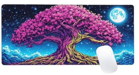 Violet Tapis de Souris XXL 1600x800, Tapis de Souris Arbre, Tapis Souris pour Clavier et Bureau, Étendu Tapis de Souris Gamer, Lavable Surface, Base Antidérapante,Améliorer Précision et Vitesse Z2-756