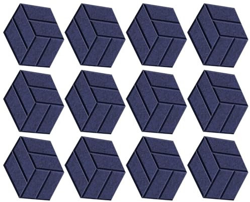 YiQinzcxg Lot de 12 panneaux muraux hexagonaux en mousse acoustique - Panneaux muraux insonorisés - Carreaux d'absorption acoustique avec structure en polyester - Pour chambre d'enfant