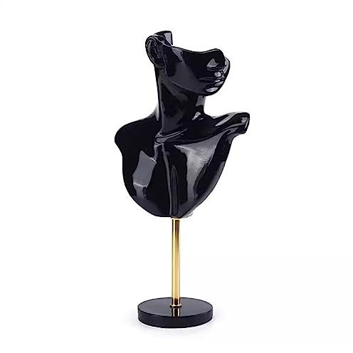 YANG11FAN Expositor de Joyas Resina Negra Collar Colgante Cadena Pendiente Joyas Joyas Busto Maniquí Organizador Soporte Fotografía Prop for Collar Pendiente Joyería Soporte