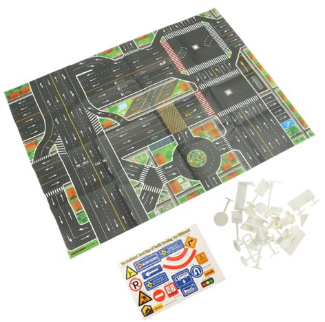 Vaguelly 1ensemble Miniature Panneaux De Signalisation Routière De Jouets Éducatifs pour Garçon Fille pour Règles De Circulation Tapis De