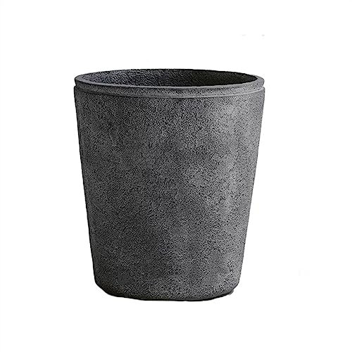 CJHFR472SG Jardinera Macetas de Cemento Redondas inclinadas Rectas, Boca Ancha, Suelo for Sala de Estar, Interior, macetas de Flores de Gran diámetro, Cemento Gris Interior-Exterior(Grande)