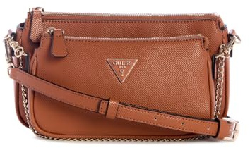 GUESS Noelle II Double Pouch Crossbody Bag Light Cognac