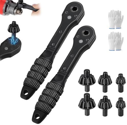 Chiave a cricchetto per mandrino per trapano, chiave a cricchetto 2 in 1, set di 4 chiavi per trapano in ferro, chiave per mandrino per trapano con antiscivolo, chiave per mandrino a cricchetto per