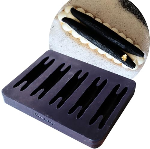Déco Relief - Moule Silicone Gousses de Vanille - Moule Trompe L'Oeil pour Pâtisserie - DR268A, Noir