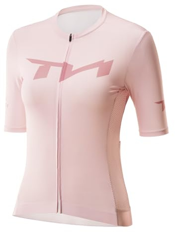 ROCKBROS TVI Cykeltröja för kvinnor, kortärmad, ventilerande, stretchig, kompatibel med mountainbike och landsvägscykel, rosa, S