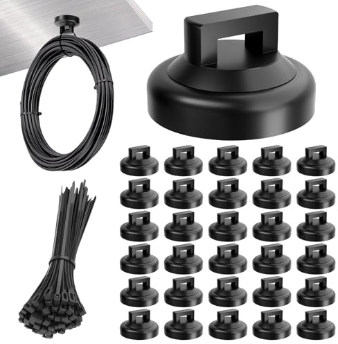 Taiidaues 130 soportes magnéticos para cables, fuertes bridas magnéticas multiusos (30 imanes de neodimio y 100 bridas de cremallera liberables) para cableado eléctrico en casa y oficina