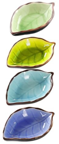 IMIKEYA 4 pièces Assiettes à Sauce Céramique Japonais Bols à Dips Multifonctions pour Vinaigre et Apéritifs Vaisselle Créative Colorée