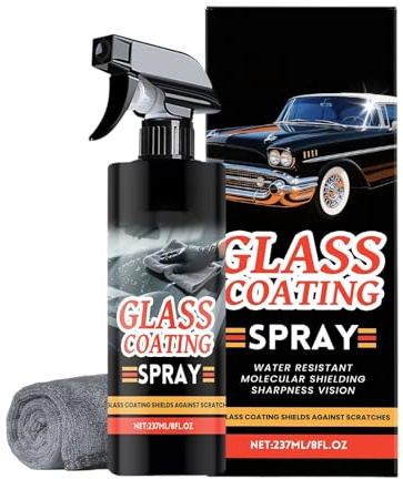 xowwyue Limpiacristales Coche,237ml Spray Limpiador de Parabrisas - Tratamiento Antilluvia con Toalla - Para Coche Camión Invierno Mañana Garaje Desplazamiento Diario Exterior Carretera