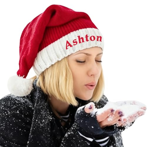 Lousrion Personalisierte Weihnachtsmütze – Personalisierte Weihnachtsmütze mit gesticktem Namen für Erwachsene und Kinder, Geschenk für Neujahr, Geburtstag, Halloween