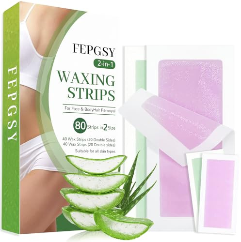 80PCS Wax Strips for Face Hair Removal,Body Waxing Kit for Women,Suitable for Face,Body,Legs, and Bikini Zone.Lncludes 40 Body+40 Facial Waxing Strips