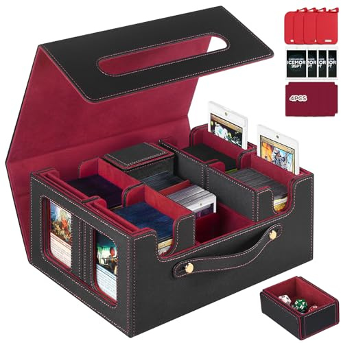 ICEMOR MTG Commander - Caja para baraja (negro y rojo, 5 en 1)