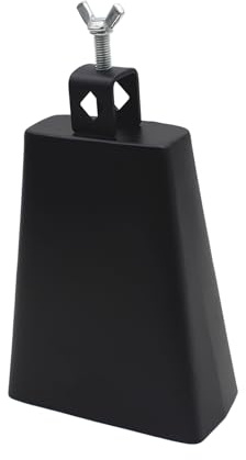 RASTKY 6 Verstellbares Kuhglocken-Percussion-Set aus Metall für Schlagzeugspieler, mit Halterung, für Verschiedene Anlässe, Schwarz