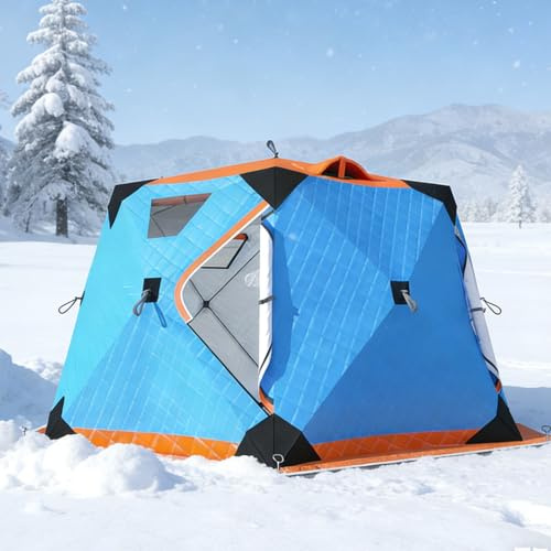 Portable Outdoor Sauna Tent, Ice Fishing Shelter 6-10 Person, with Stove Jack, Easy to Set Up, for All-Weather Camping Or Home Use (Blue)