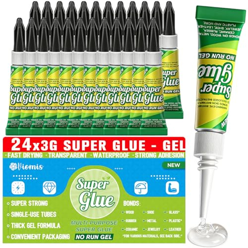Viomis Super Glue Gel, Clear Glue, 3 Gram (Pack of 24) | All Purpose and Fast Setting for Projects and Repairs