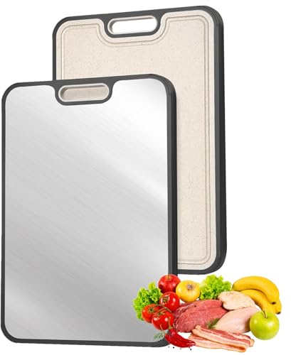 Titanium Cutting Board for Kitchen, Reversible Titanium & Wheat Straw,Double Sided for Chopping Meat & Vegetables, Kitchen Gifts Easy to Clean