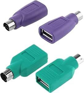Yiranfuyao 4Pcs PS2 to USB Adapters, Keyboard and Mouse Adapter PS/2 to USB Adapter for Computers and Laptops, Plug and Play