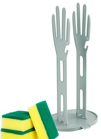Kitchen Glove Drying Rack With Suction Cup, Hand-Shaped Mitten Holder, Reusable Glove And Towel Drying Stand With Drain Base For Sink And Countertop