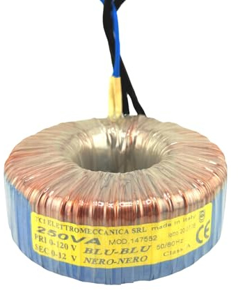 Transformador toroidal 147552 120 V 250 W transformador con núcleo de anillo para lámparas de 12 V 60 Hz cobre azul