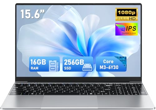 FUNYET Ordinateur Portable,16 Go de RAM,256 Go de SSD,Nouvel Laptop 15,6 Pouces de 2026,PC Portable Core M3 6Y30,IPS FHD 1920 * 1080 Notebook,5000 mAh, pavé numérique,WiFi5