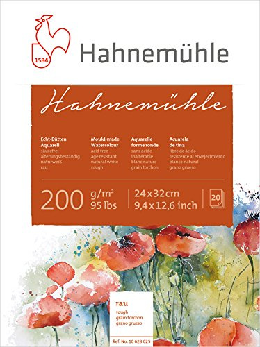 Bütten-Aquarellpapier Hahnemühle, 20 Blatt, 200 g/qm, 24x32 cm, Rauh