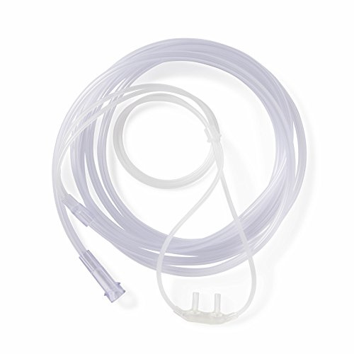 Medline Soft-Touch Nasal Oxygen Cannula with 4-ft Tubing for Adults, Short Reach Clear Tubing for Portable Oxygen, Lightweight, Standard Connector, 50-Pack