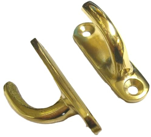 Merriway® BH01606 (2 Pcs) Curtain Drapery Hold Back Tie Back Hooks, 45mm (1.3/4 inch) Solid Brass - Pack of 2 Pieces