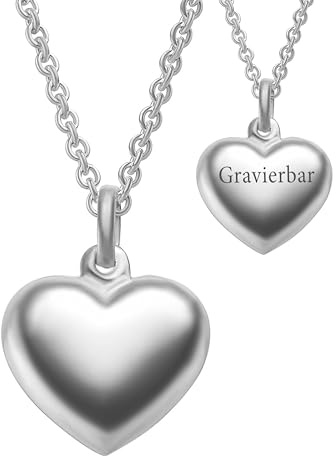 Amoonìc Herzkette mit Gravur Silber 925, Damen Halskette personalisiert | Herz Anhänger mit Buchstaben Name Initialen, Kette Ich liebe Dich Silberkette für Frauen Freundin Schmuck Geschenk für Sie